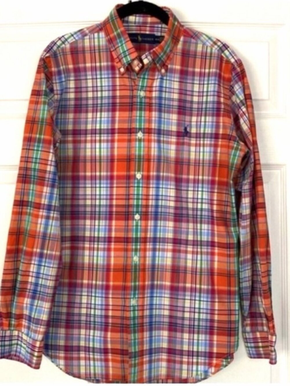 Ralph Lauren Men’s Dress Shirt Madras Plaid Shirt Long Sleeve Button Up Medium